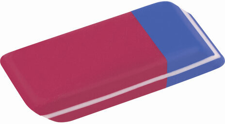 Ластик BRAUBERG "Assistant 80", 41х14х8 мм, красно-синий, прямоугольный, скошенные края, 221034