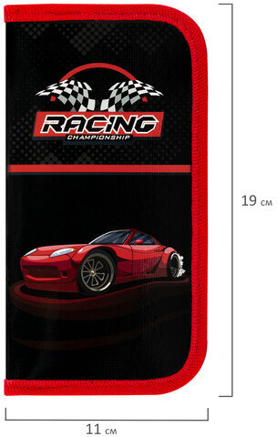 Пенал ПИФАГОР, 2 отделения, ламинированный картон, 19х11 см, "Rocket car", 271536