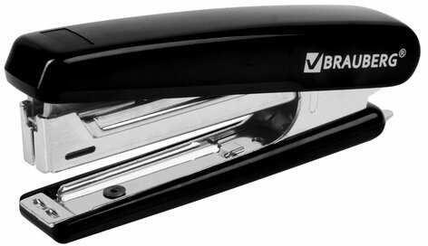 Степлер №10 BRAUBERG "Classic", до 12 листов, с антистеплером, черный, 222545