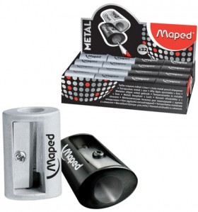 Точилка MAPED (Франция) "Satellite Metal", без контейнера, металлическая, ассорти, дисплей, 534019