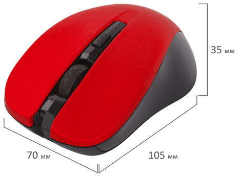 Мышь беспроводная с бесшумным кликом SONNEN V18, USB, 800/1200/1600 dpi, 4 кнопки, красная, 513516