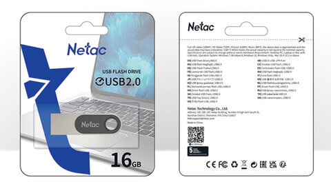 Флеш-диск 16 GB NETAC U278, USB 2.0, металлический корпус, серебристый/черный, NT03U278N-016G-20PN