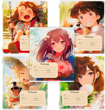 Тетрадь 18 л. ЮНЛАНДИЯ, клетка, обложка картон, GIRLS, 107299