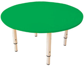 Стол детский круглый, 800х800х400-580 мм, регулируемый, рост 0-3 (85-145 см), пластик зеленый, слоновая кость