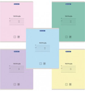 Тетрадь 24 л. BRAUBERG КЛАССИКА NEW клетка, обложка картон, АССОРТИ (5 видов), 105702