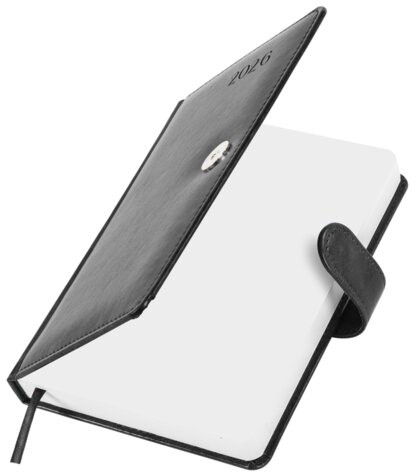 Ежедневник датированный 2026 А5 138x213 мм, BRAUBERG "Legend", под кожу, застежка, серый, 117068