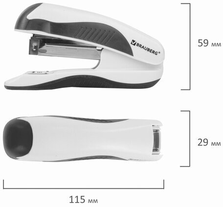 Степлер №10 BRAUBERG "JET PRO", до 12 листов, эргономичный, бело-черный, 228583