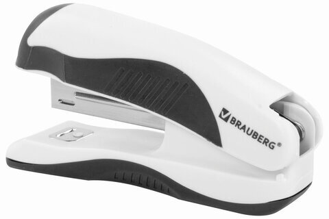 Степлер №10 BRAUBERG "JET PRO", до 12 листов, эргономичный, бело-черный, 228583