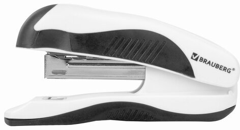 Степлер №10 BRAUBERG "JET PRO", до 12 листов, эргономичный, бело-черный, 228583