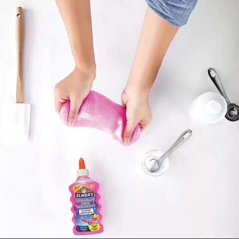 Клей для слаймов канцелярский с блестками ELMERS "Glitter Glue", 177 мл, розовый, 2077249