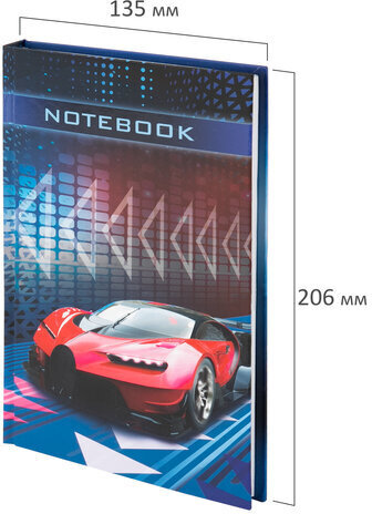 Блокнот А5 (135х206 мм), 80 л., твердый, клетка, выборочный лак, ЮНЛАНДИЯ, "Авто", 111614