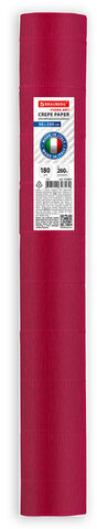 Бумага гофрированная/креповая (ИТАЛИЯ) 180 г/м2, 50х250 см, красная (589), BRAUBERG FIORE, 112607