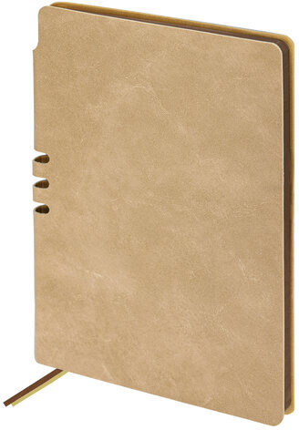 Блокнот А5 (140х200 мм), BRAUBERG "NEBRASKA", под кожу, 80 л., линия, бежевый, 113413