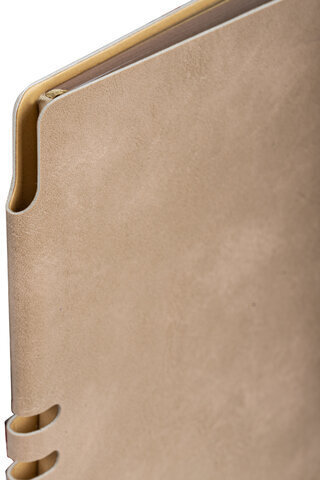 Блокнот А5 (140х200 мм), BRAUBERG "NEBRASKA", под кожу, 80 л., линия, бежевый, 113413