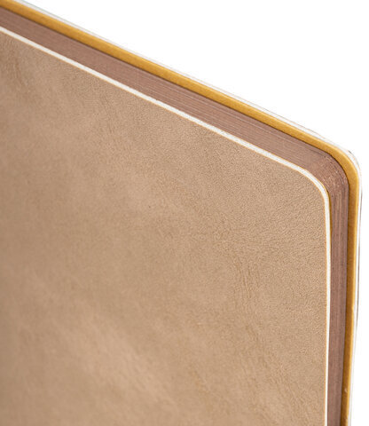 Блокнот А5 (140х200 мм), BRAUBERG "NEBRASKA", под кожу, 80 л., линия, бежевый, 113413