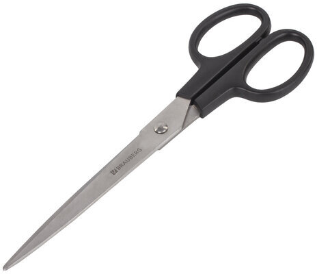 Ножницы BRAUBERG "Standard" 205 мм, черные, классической формы, 2-х сторонняя заточка, 237097
