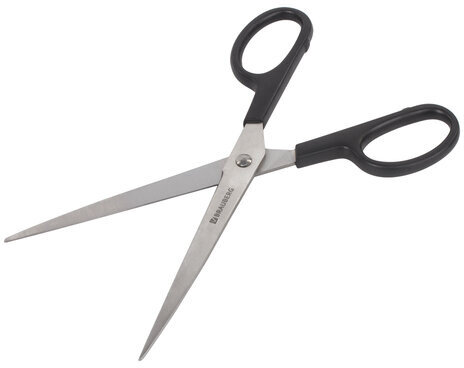 Ножницы BRAUBERG "Standard" 205 мм, черные, классической формы, 2-х сторонняя заточка, 237097