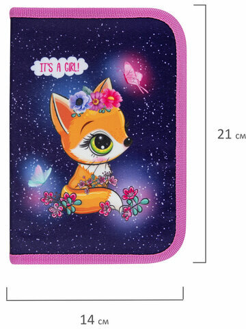 Пенал BRAUBERG, 1 отделение, полиэстер, 21х14 см, "Little fox", 270709