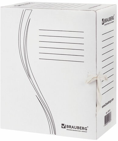 Папка архивная с завязками А4(325х260 мм), 150 мм, до 1400 листов, плотная, микрогофрокартон, БЕЛАЯ, BRAUBERG, 126513