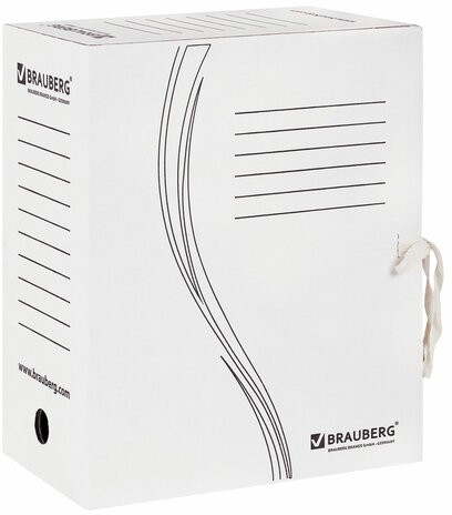 Папка архивная с завязками А4(325х260 мм), 150 мм, до 1400 листов, плотная, микрогофрокартон, БЕЛАЯ, BRAUBERG, 126513