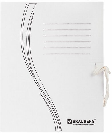 Папка архивная с завязками А4(325х260 мм), 150 мм, до 1400 листов, плотная, микрогофрокартон, БЕЛАЯ, BRAUBERG, 126513