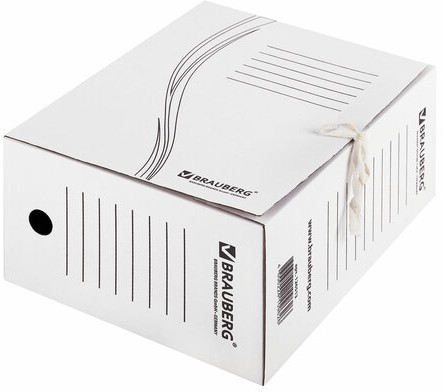 Папка архивная с завязками А4(325х260 мм), 150 мм, до 1400 листов, плотная, микрогофрокартон, БЕЛАЯ, BRAUBERG, 126513