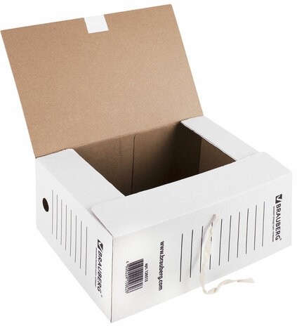 Папка архивная с завязками А4(325х260 мм), 150 мм, до 1400 листов, плотная, микрогофрокартон, БЕЛАЯ, BRAUBERG, 126513