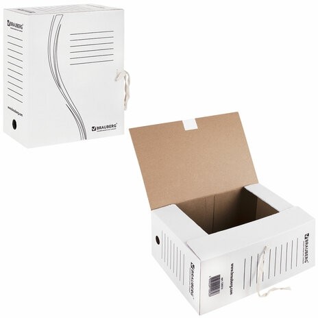 Папка архивная с завязками А4(325х260 мм), 150 мм, до 1400 листов, плотная, микрогофрокартон, БЕЛАЯ, BRAUBERG, 126513