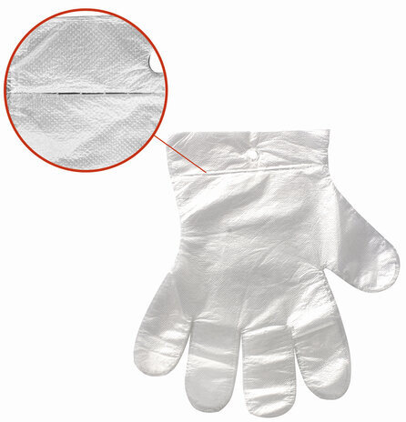 Перчатки полиэтиленовые одноразовые, ОТРЫВНЫЕ, КОМПЛЕКТ 50 пар (100 шт.) размер L, LAIMA, 607355