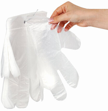 Перчатки полиэтиленовые одноразовые, ОТРЫВНЫЕ, КОМПЛЕКТ 50 пар (100 шт.) размер L, LAIMA, 607355