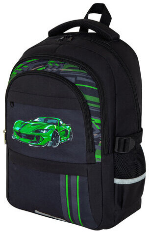 Рюкзак BRAUBERG VIBE, 2 отделения, 5 карманов, "Green car", 40х28х14 см, 272088