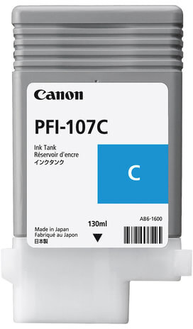 Картридж струйный CANON (PFI-107C) iPF680/685/780/785, голубой, оригинальный, ресурс 130 мл, 6706B001