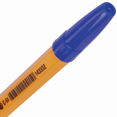 Ручка шариковая STAFF "C-51", СИНЯЯ, корпус оранжевый, узел 1 мм, линия письма 0,5 мм, 143332