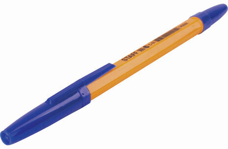 Ручка шариковая STAFF "C-51", СИНЯЯ, корпус оранжевый, узел 1 мм, линия письма 0,5 мм, 143332