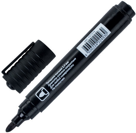 Маркер перманентный (нестираемый) ОФИСНАЯ ПЛАНЕТА, ЧЕРНЫЙ, круглый наконечник 2,5 мм, 151515