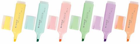 Набор текстовыделителей 6 ЦВЕТОВ, BRAUBERG "ORIGINAL PASTEL", линия письма 1-5 мм, 151698