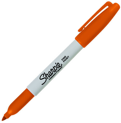 Маркер перманентный SHARPIE (США) ОРАНЖЕВЫЙ, "Fine", круглый наконечник, 1 мм, 2025036