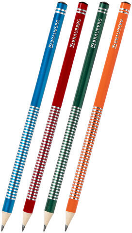 Карандаш чернографитный BRAUBERG, 1 шт., &quot;Attitude&quot;, НВ, корпус ассорти, заточенный, 180660