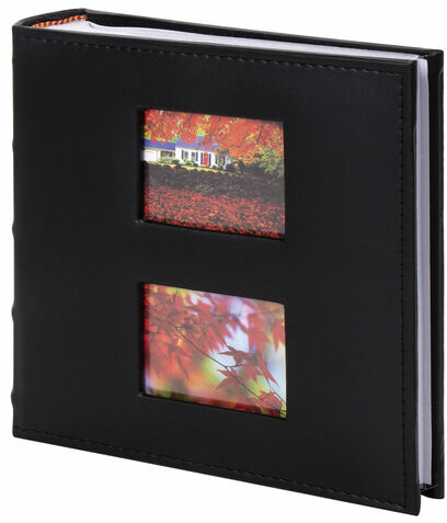 Фотоальбом BRAUBERG "Autumn" на 200 фото 10х15 см, под кожу, бумажные страницы, бокс, черный, 391191