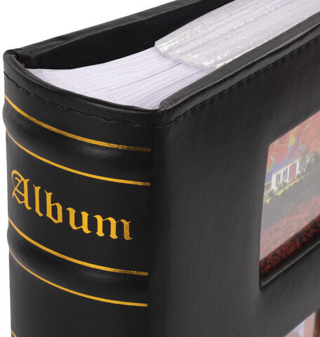 Фотоальбом BRAUBERG "Autumn" на 200 фото 10х15 см, под кожу, бумажные страницы, бокс, черный, 391191