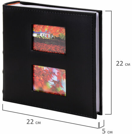 Фотоальбом BRAUBERG "Autumn" на 200 фото 10х15 см, под кожу, бумажные страницы, бокс, черный, 391191