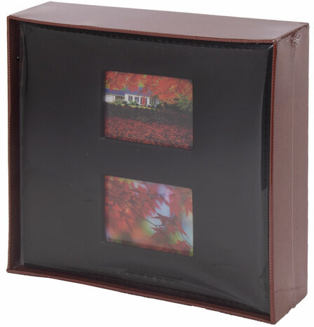 Фотоальбом BRAUBERG "Autumn" на 200 фото 10х15 см, под кожу, бумажные страницы, бокс, черный, 391191