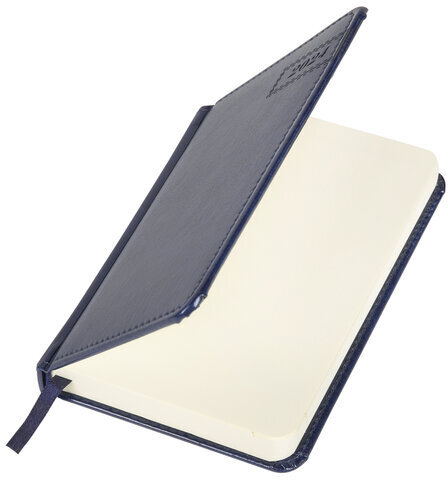 Ежедневник датированный 2024 МАЛЫЙ ФОРМАТ А6 100х150 мм, BRAUBERG "Imperial", под кожу, синий, 114787