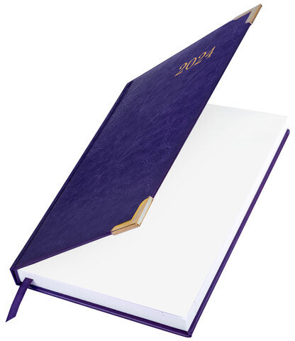 Ежедневник датированный 2024 А5 138x213 мм BRAUBERG "Senator", под кожу, фиолетовый, 114887