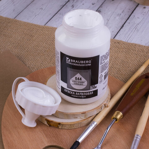 Краска акриловая художественная BRAUBERG ART CLASSIC, флакон 250мл, БЕЛИЛА ТИТАНОВЫЕ, 191072