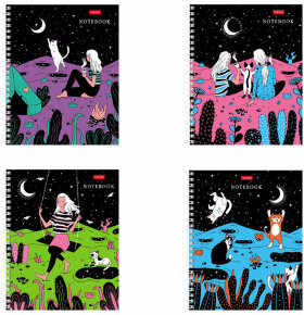 Тетрадь А5, 80 л., HATBER гребень, клетка, обложка картон, &quot;Дотянуться до небес&quot; (4 вида в спайке), 80Т5вмВ1гр