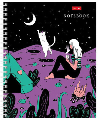 Тетрадь А5, 80 л., HATBER гребень, клетка, обложка картон, "Дотянуться до небес" (4 вида в спайке), 80Т5вмВ1гр