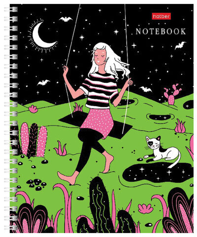 Тетрадь А5, 80 л., HATBER гребень, клетка, обложка картон, "Дотянуться до небес" (4 вида в спайке), 80Т5вмВ1гр