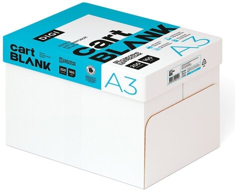 Бумага для цветной лазерной печати БОЛЬШОЙ ФОРМАТ (297х420), А3, 160 г/м2, 250 л., CARTBLANK DIGI, 145% (CIE)