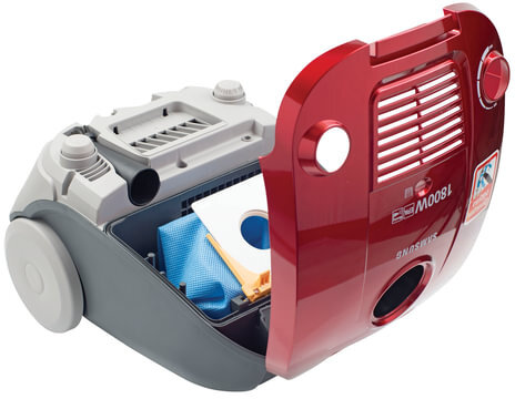 Пылесос SAMSUNG VCC4181V37/XEV, с пылесборником, 1800 Вт, мощность всасывания 350 Вт, красный